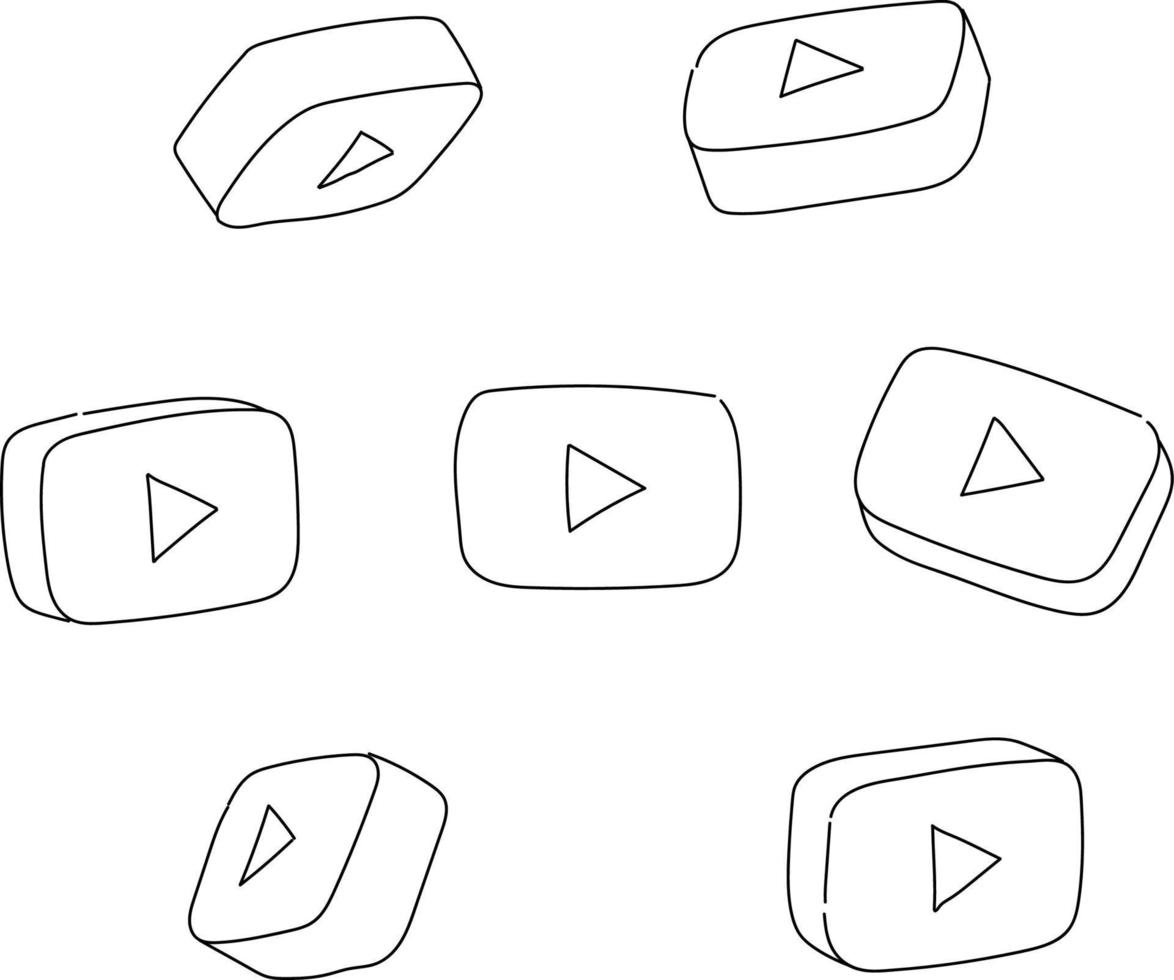 logotipo de youtube dibujado a mano vector