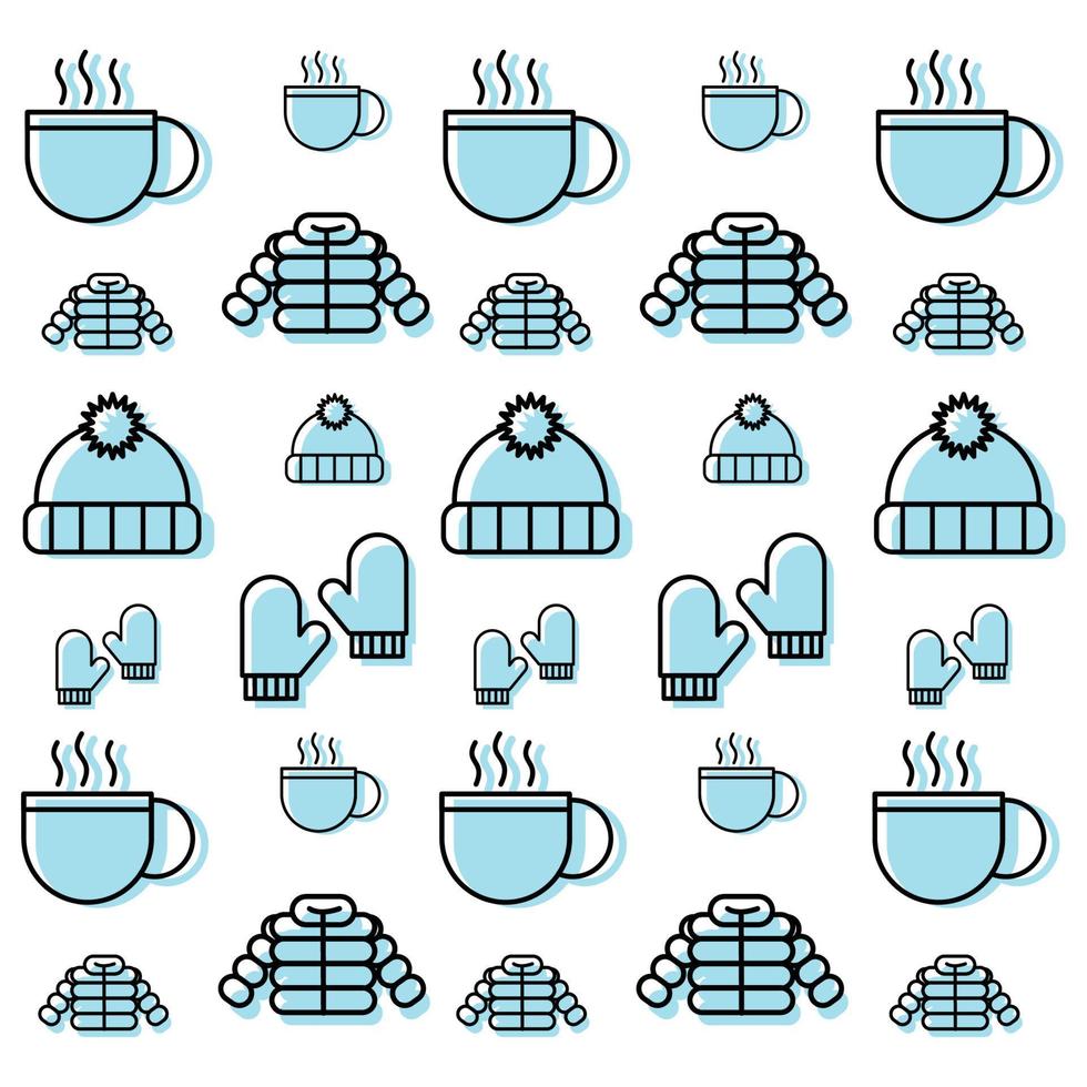 Winter seamless pattern background with winter icons Vector illustration