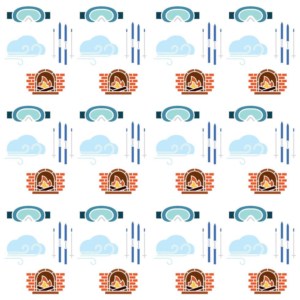 Winter seamless pattern background with winter icons Vector illustration