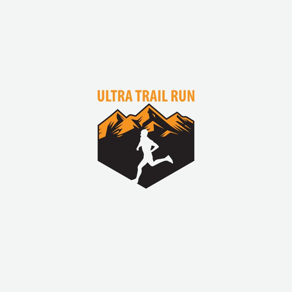 ultra trail running logo vector ilustración sobre fondo blanco