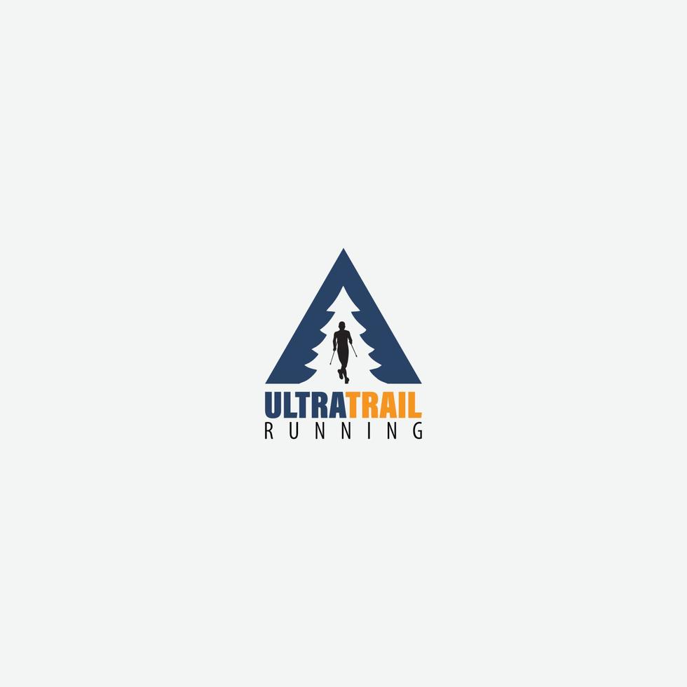 Ultra Trail running logo vector illustration on white background