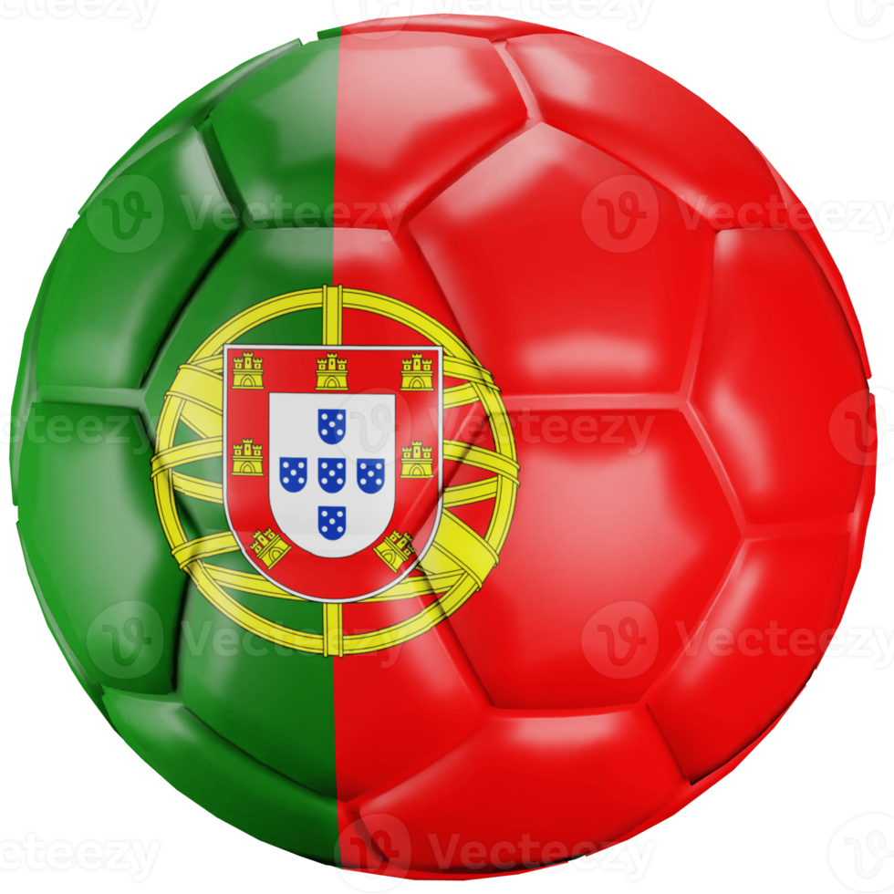 3D render soccer ball with Portugal nation flag. png