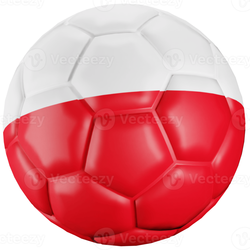 Balón de fútbol de procesamiento 3D con la bandera de la nación de Polonia. png