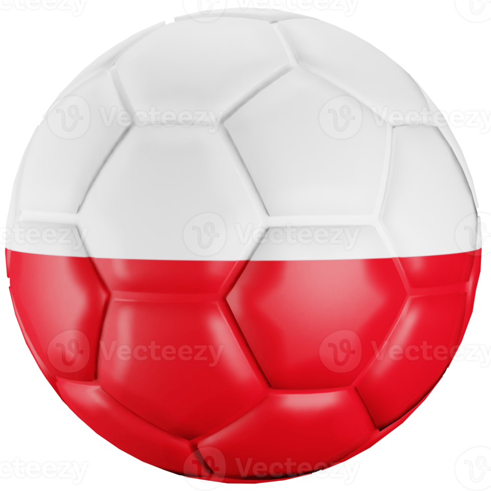 ballon de football de rendu 3d avec le drapeau de la nation pologne. png