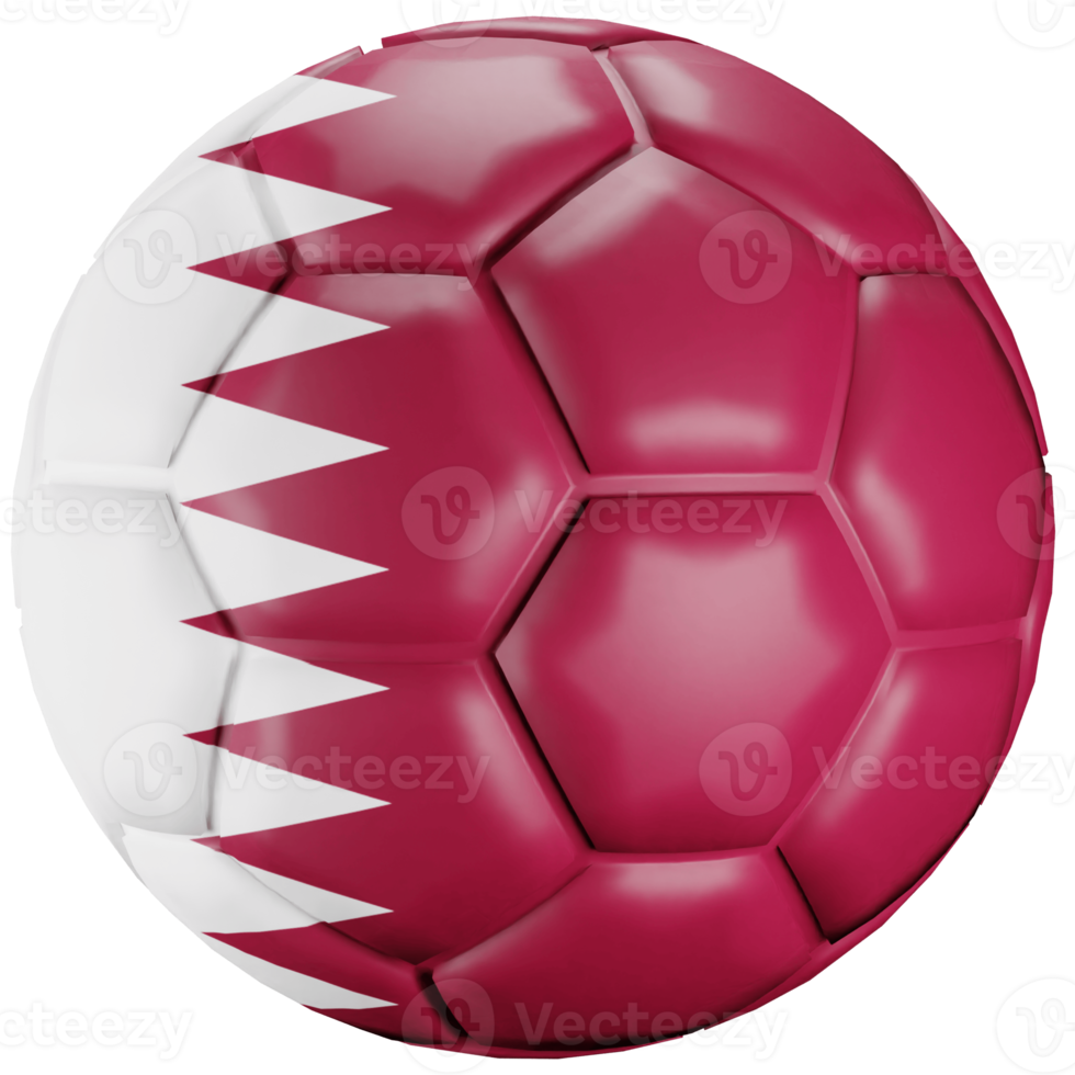 3D render soccer ball with Qatar nation flag. png