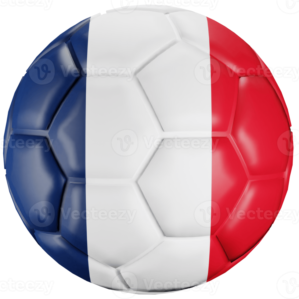 3D render soccer ball with France nation flag. png