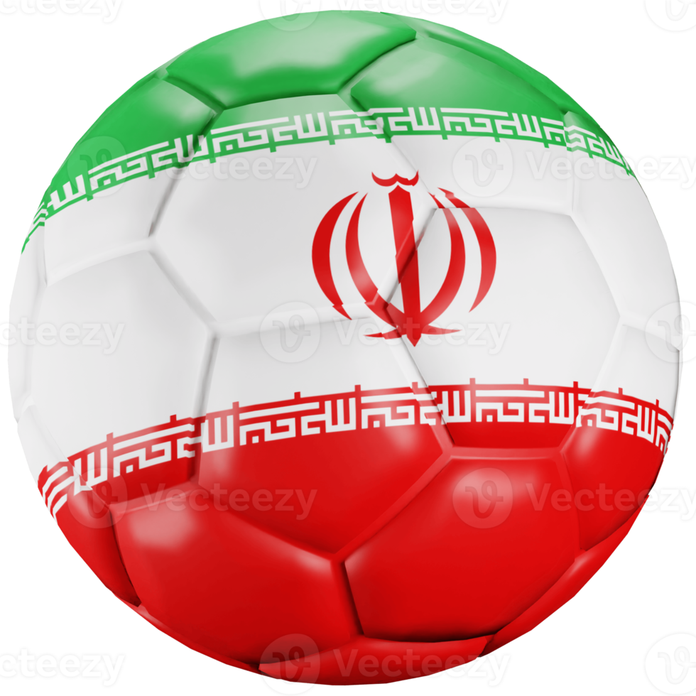 3D render soccer ball with Iran nation flag. png