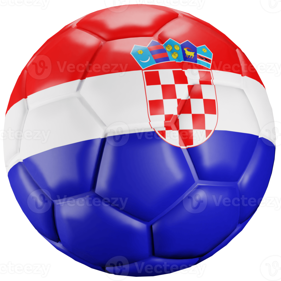 3d geven voetbal bal met Kroatië natie vlag. png