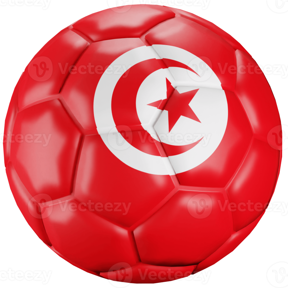 3D render soccer ball with Tunis nation flag. png