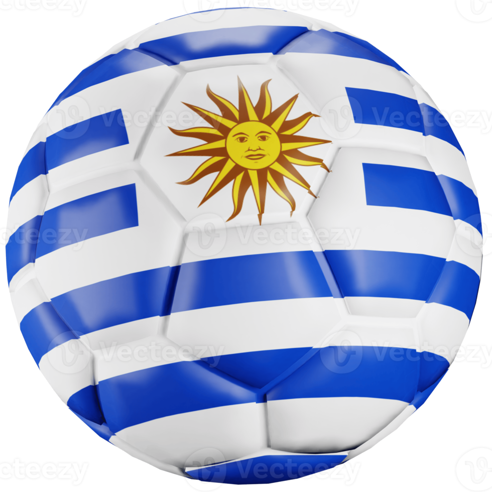 Bola de futebol de renderização 3D com a bandeira da nação do Uruguai. png