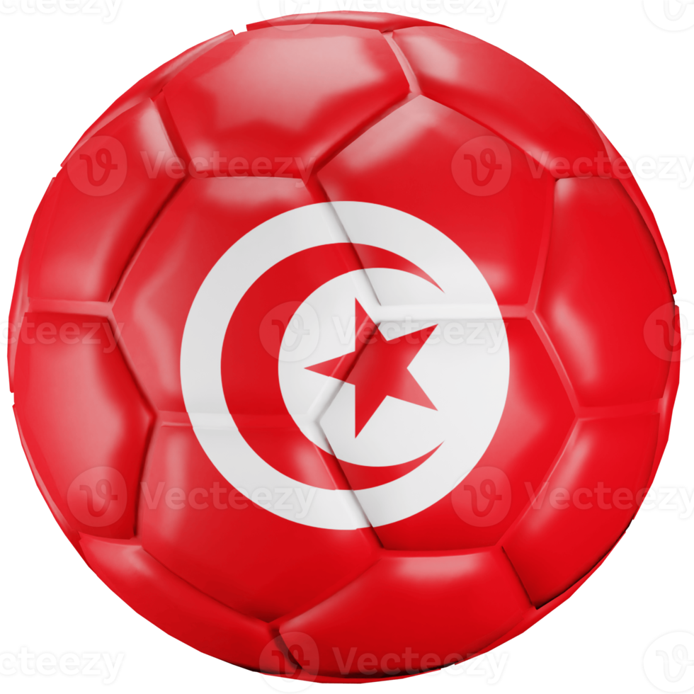 3D render soccer ball with Tunis nation flag. png