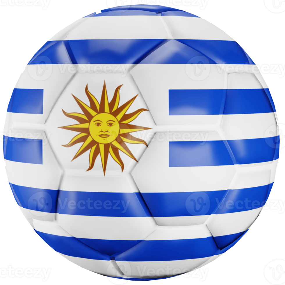 Bola de futebol de renderização 3D com a bandeira da nação do Uruguai. png