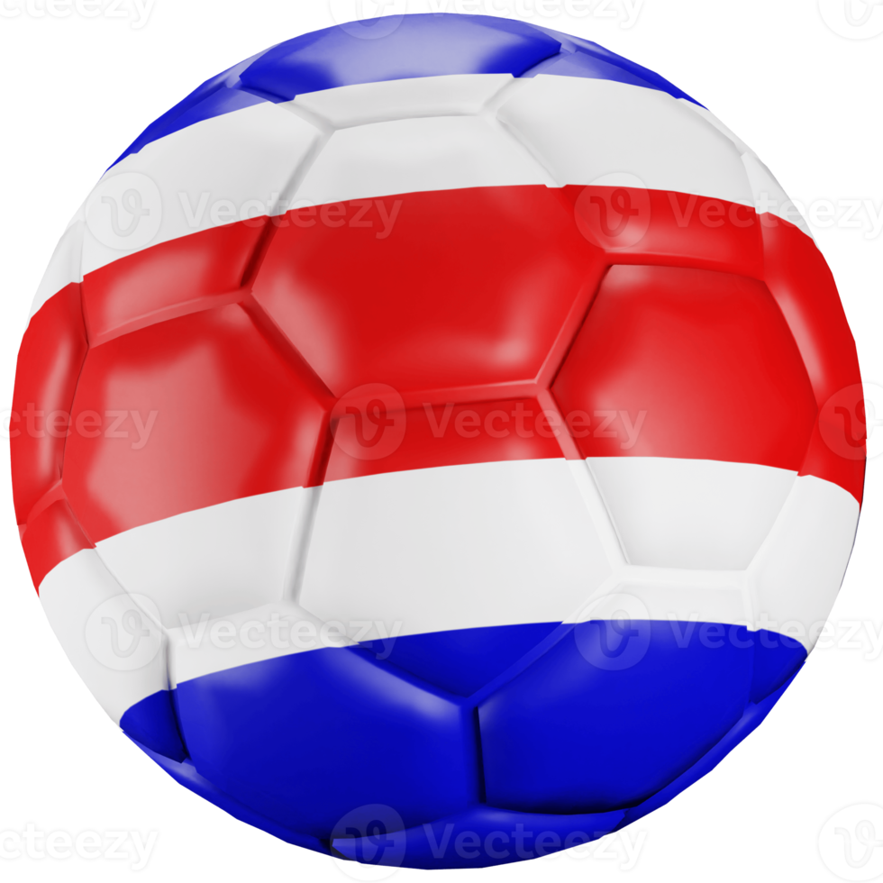 Bola de futebol de renderização 3D com a bandeira da Costa Rica. png