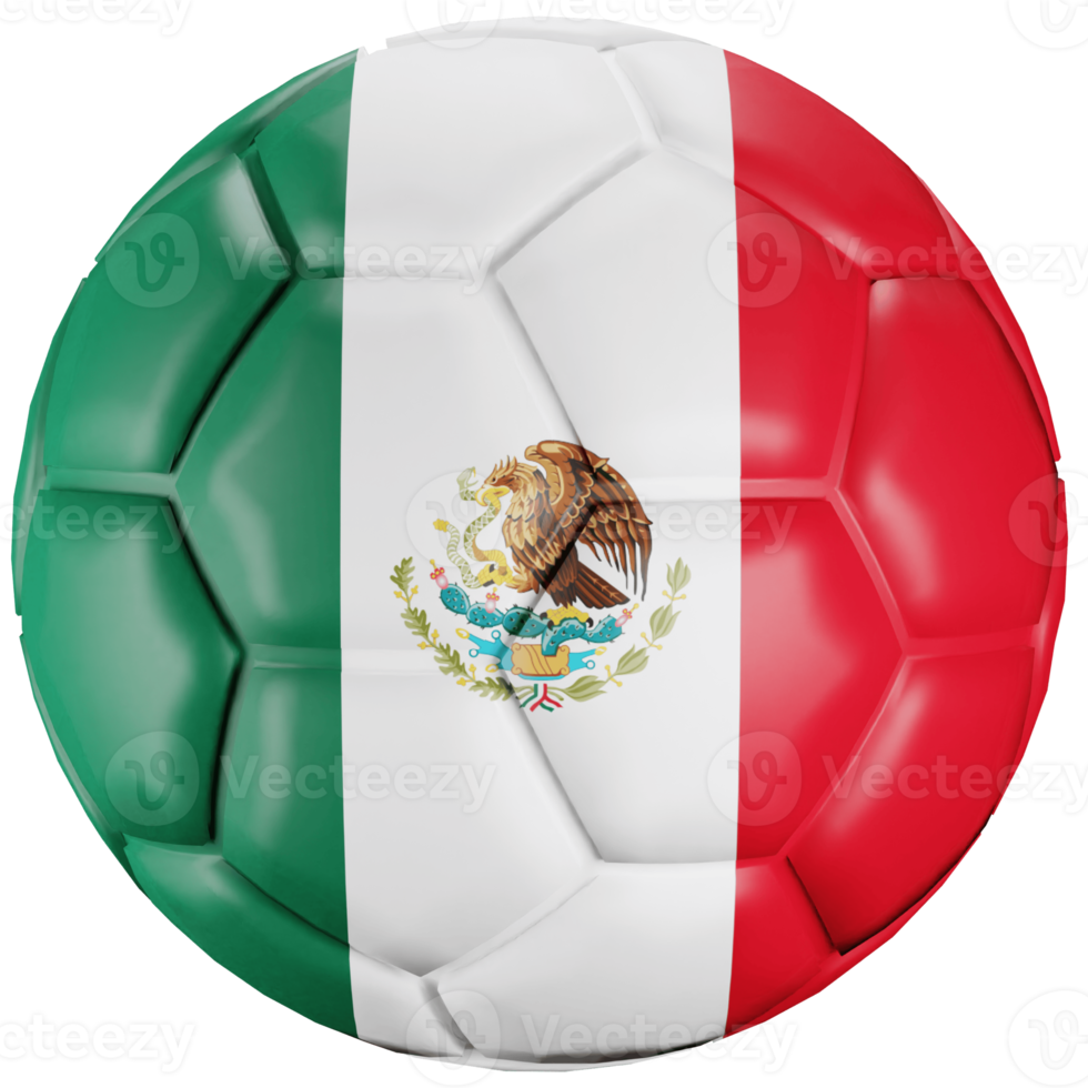ballon de football de rendu 3d avec le drapeau de la nation mexicaine. png