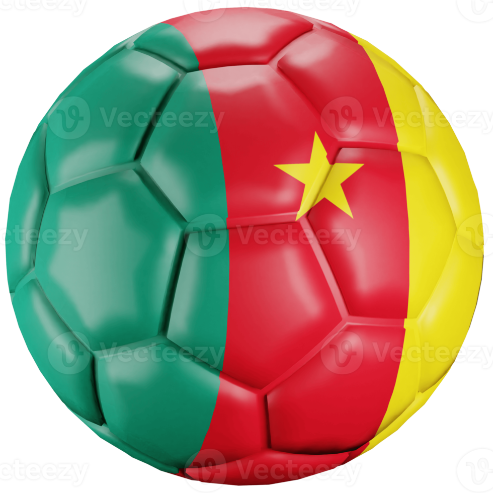3D render soccer ball with Cameroon nation flag. png