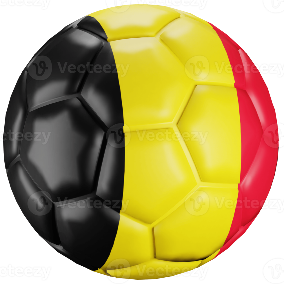 3D render soccer ball with Belgium nation flag. png