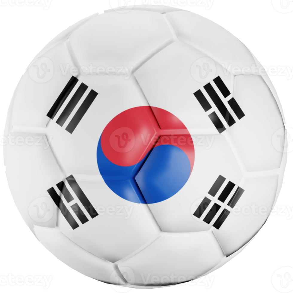 3D render soccer ball with South Korea nation flag. png