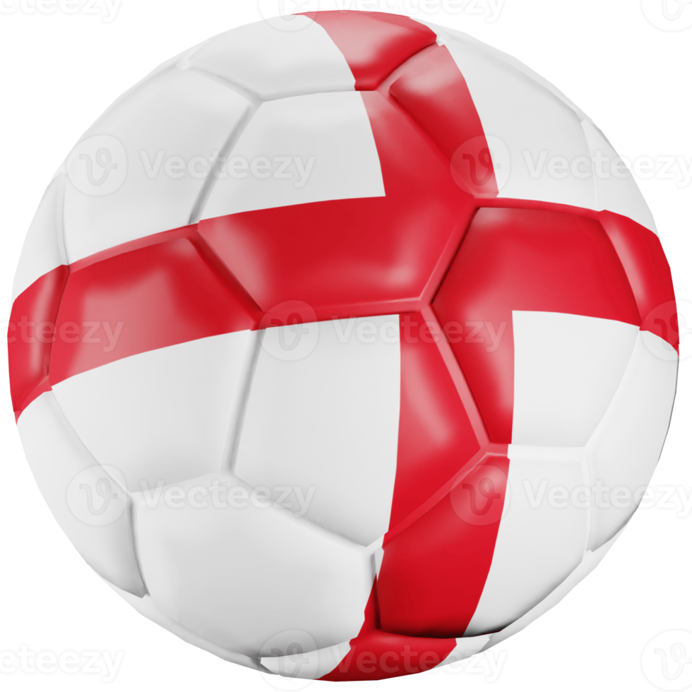 Ballon de football de rendu 3d avec le drapeau de la nation anglaise. png