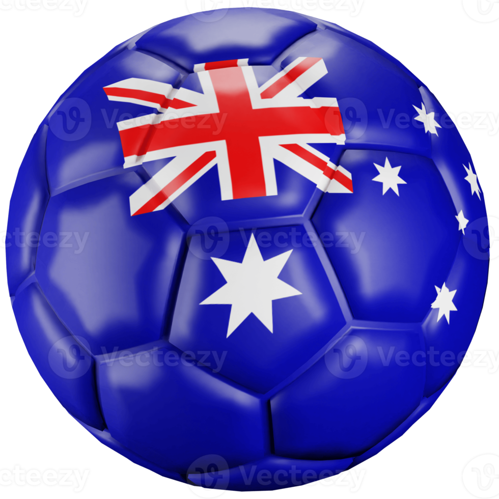 3d framställa fotboll boll med Australien nation flagga. png