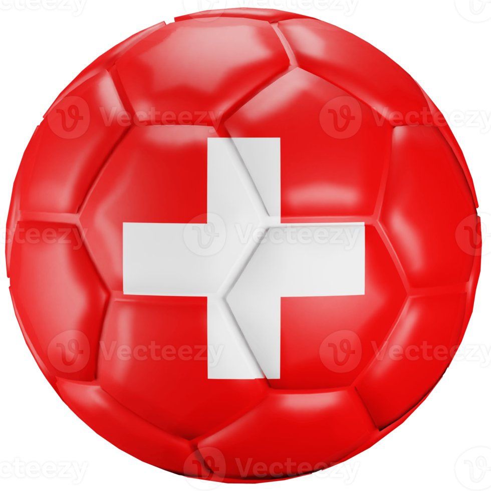 3D render soccer ball with Switzerland nation flag. png