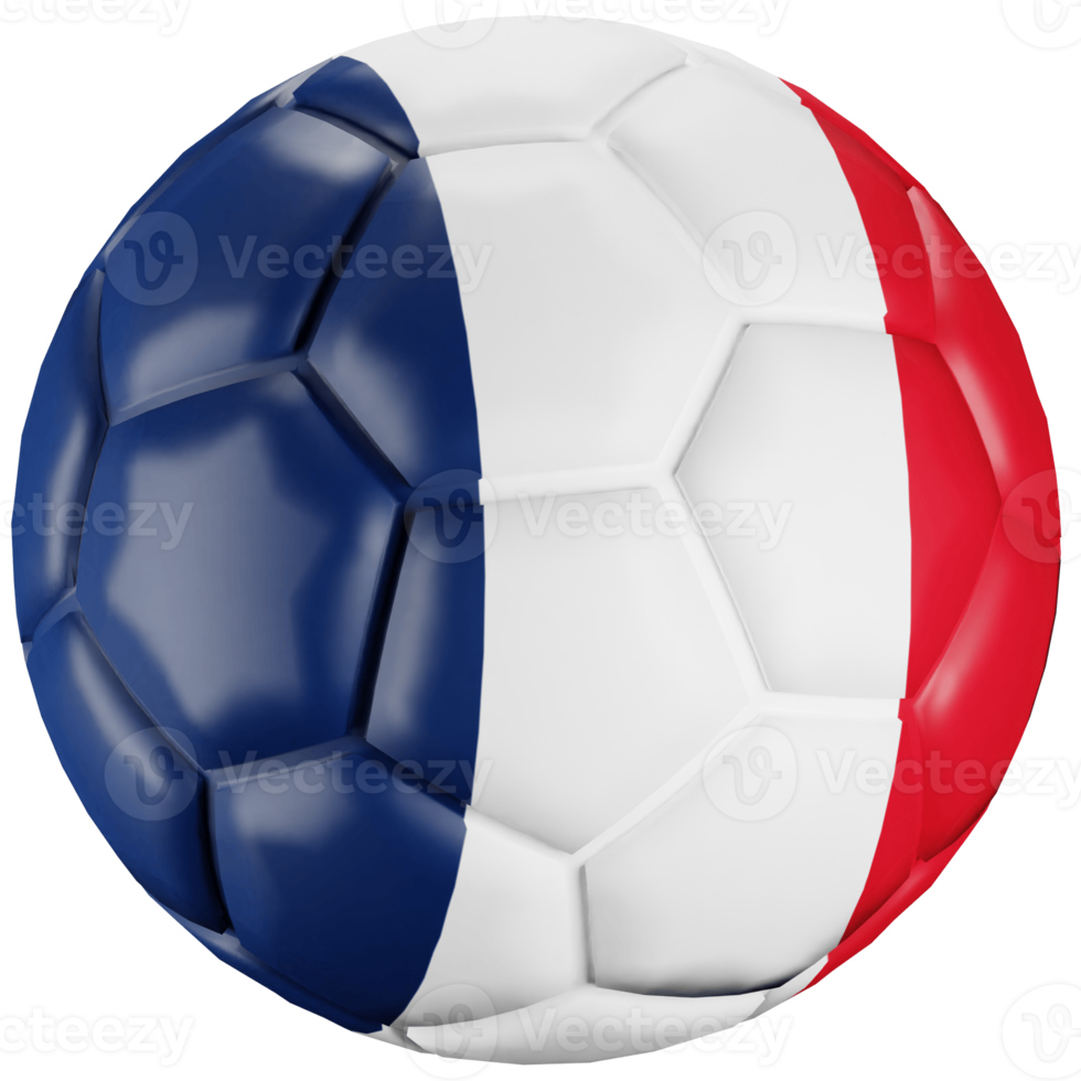 3D render soccer ball with France nation flag. png