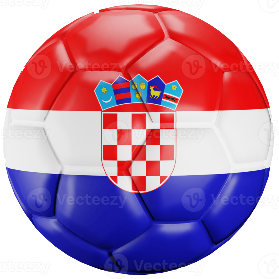 Bola de futebol de renderização 3D com a bandeira da Croácia. png