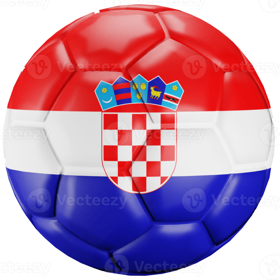 3d geven voetbal bal met Kroatië natie vlag. png