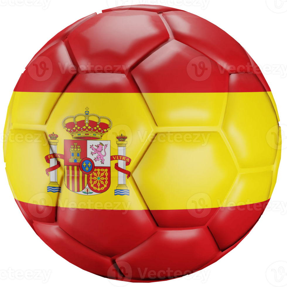 3D render soccer ball with Spanish nation flag. png