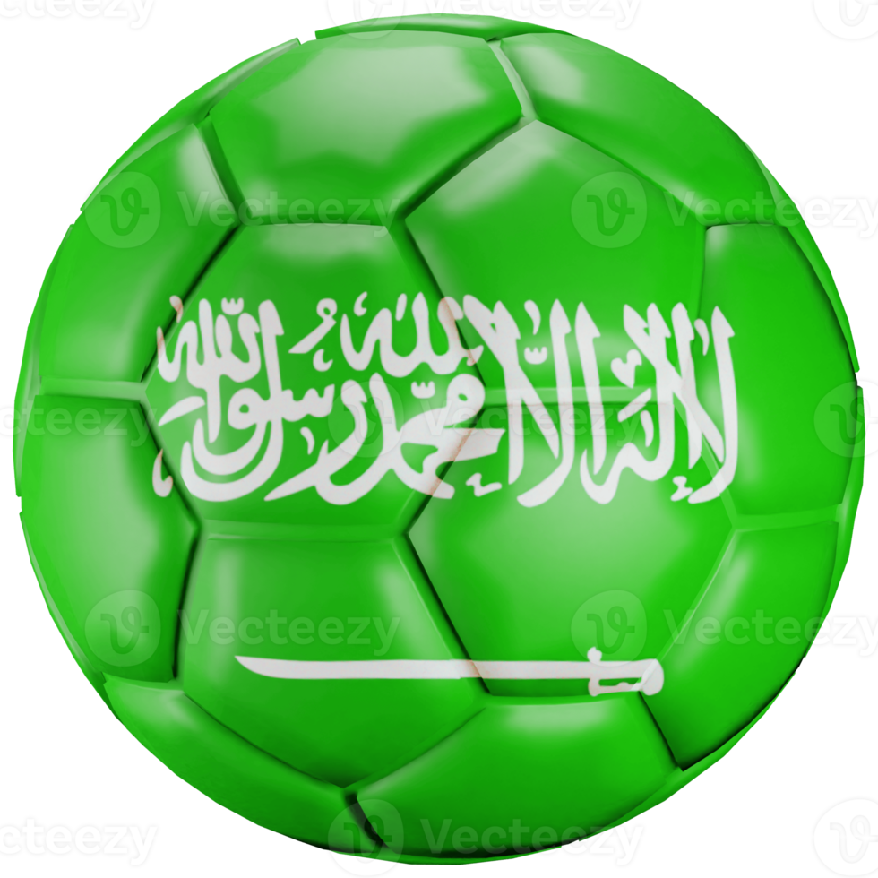 3D render soccer ball with Saudi Arabia nation flag. png