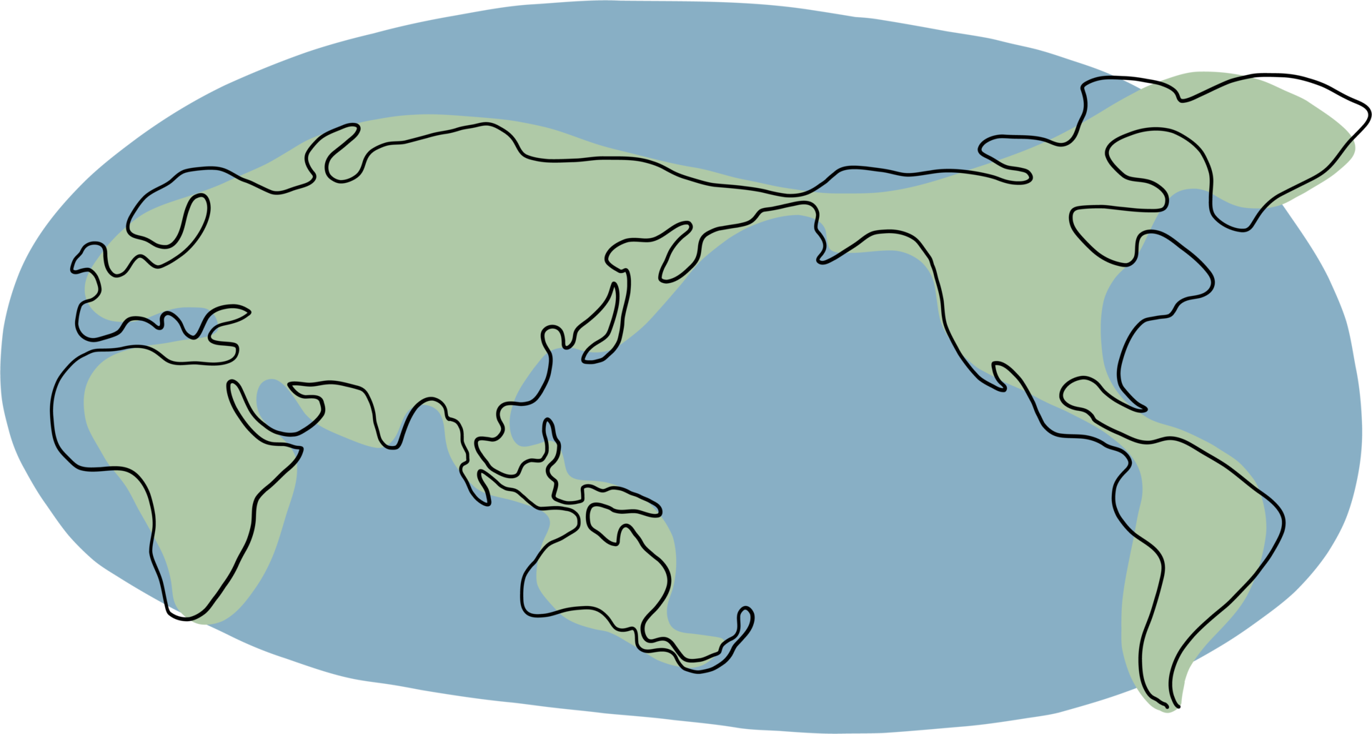 doodle world map continuous freehand drawing. 15714904 PNG