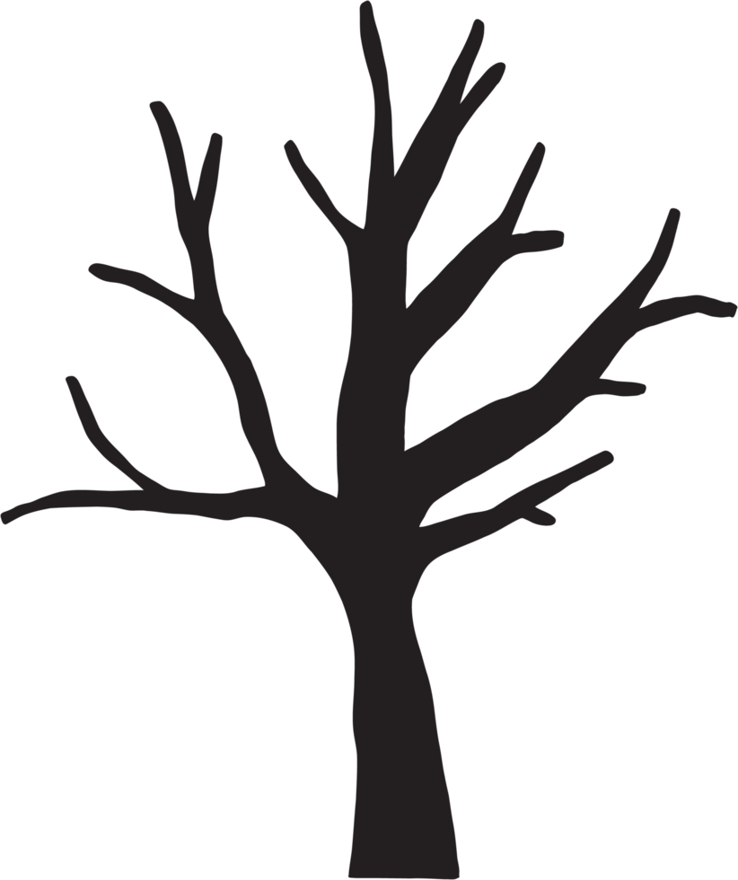 dibujo a mano alzada del árbol muerto simple. png