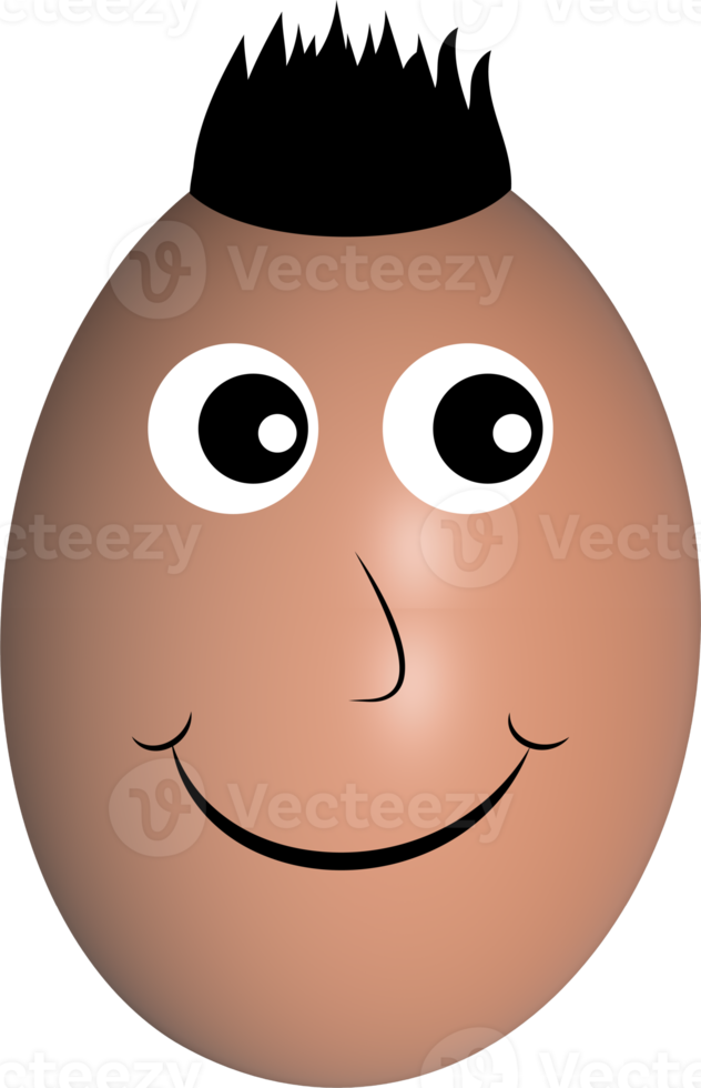 Happy cute smiling funny egg. flat cartoon character illustration icon. Isolated on transparent background. 3d egg character png