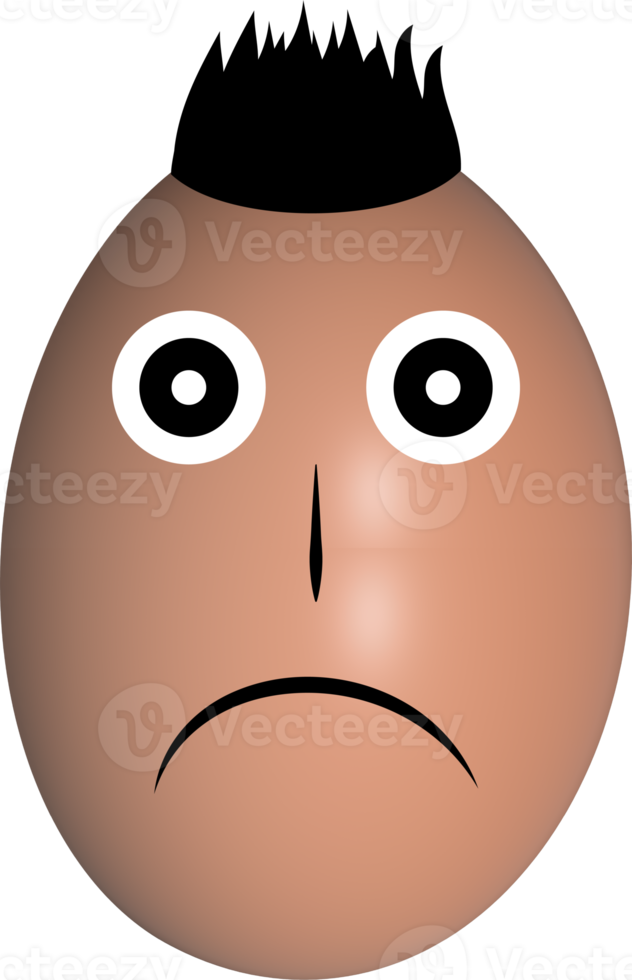 cute sad funny egg. flat cartoon character illustration icon. Isolated on transparent background. 3d egg character png