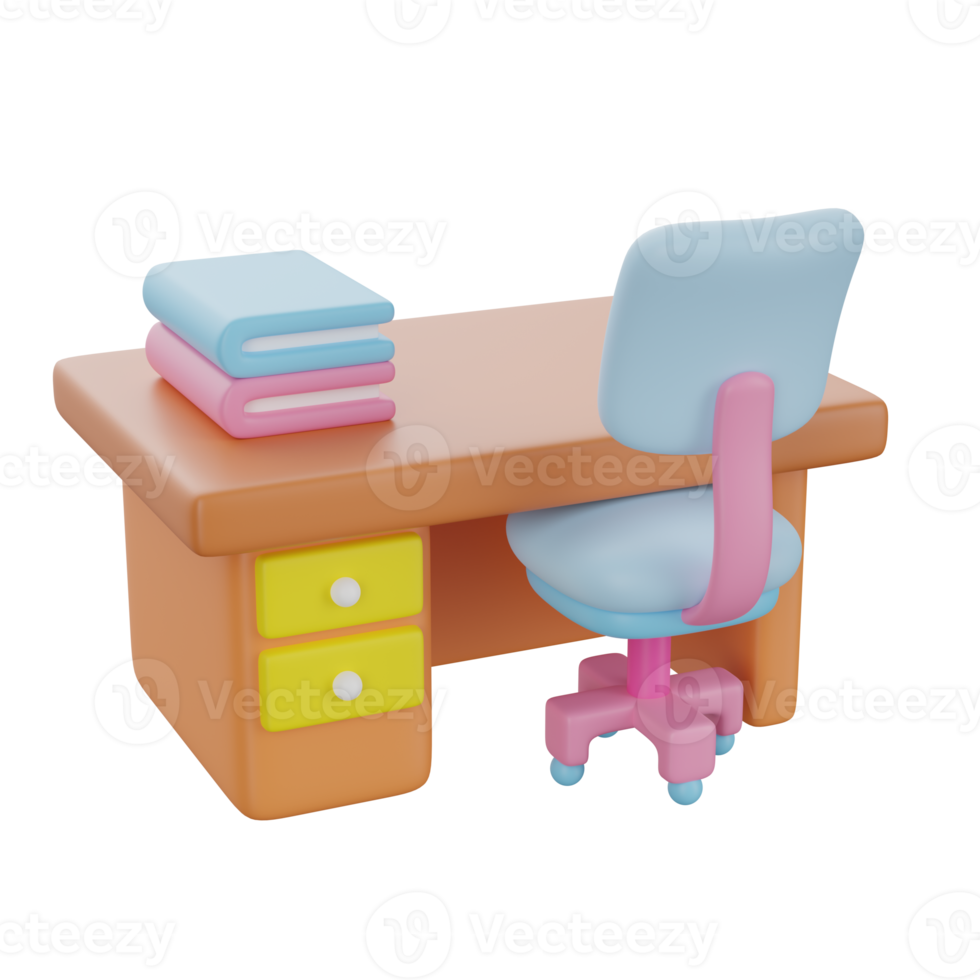 Study desk 3d education school icon object png
