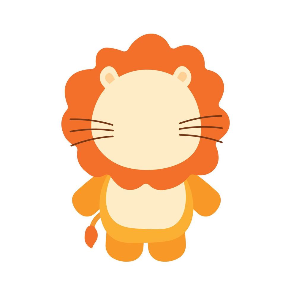 León animal salvaje en caricatura animada ilustración vectorial sin rostro vector