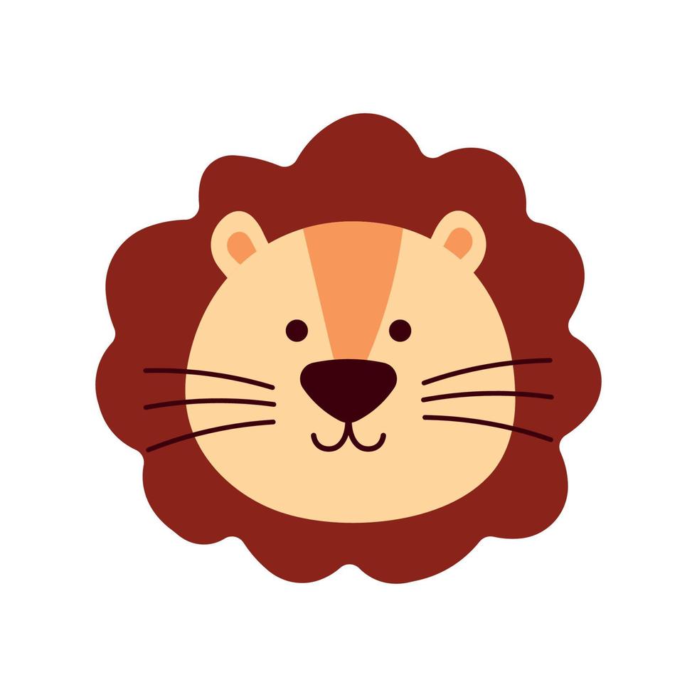 Cute Lion Head Wild Animal Character in Animated Cartoon Vector Illustration