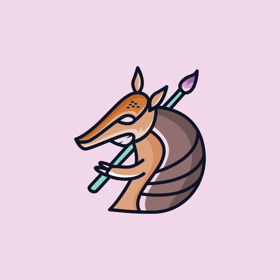 armadillo holding a paintbrush vector