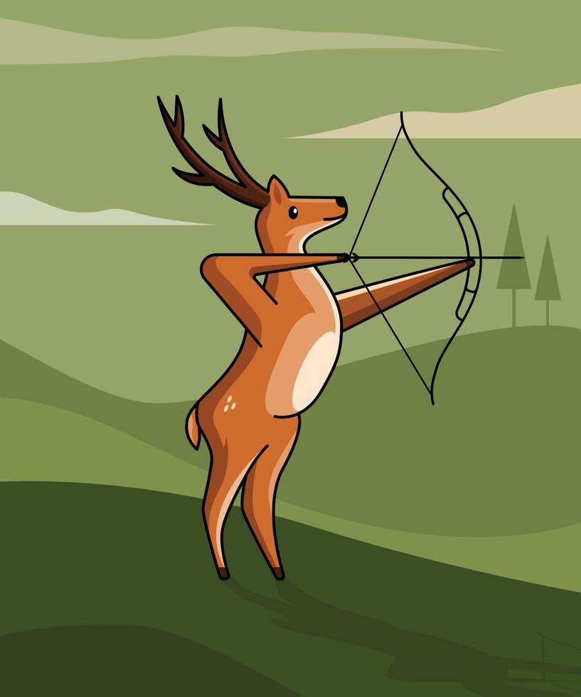 illustration of a deer shooting arrows vector