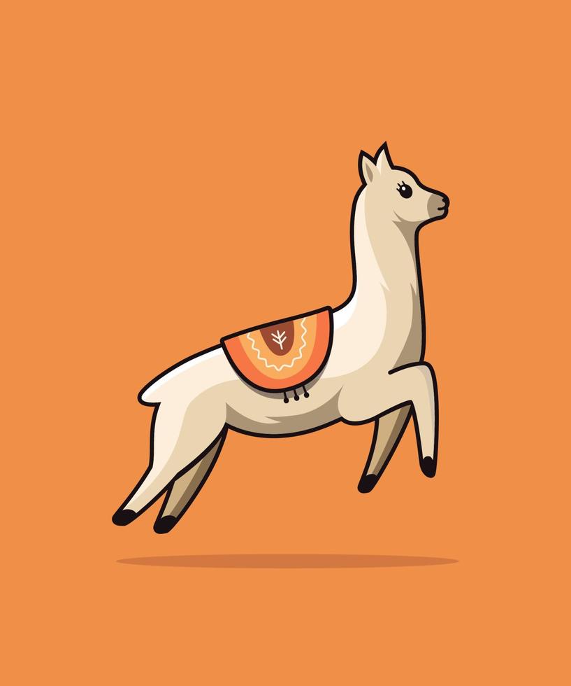 ilustración de una alpaca saltando vector