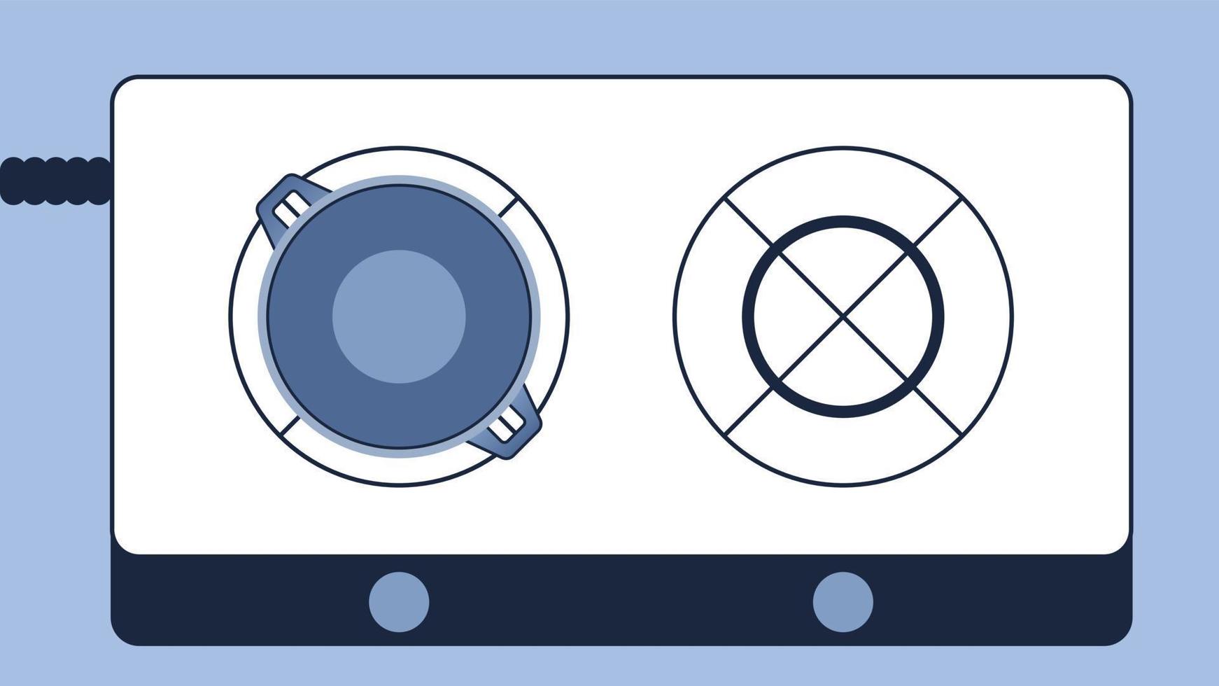 illustration of gas stove with frying pan vector