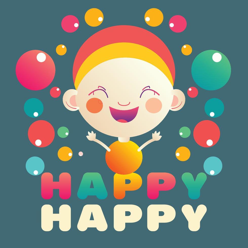 Happy child with colorful balls vector