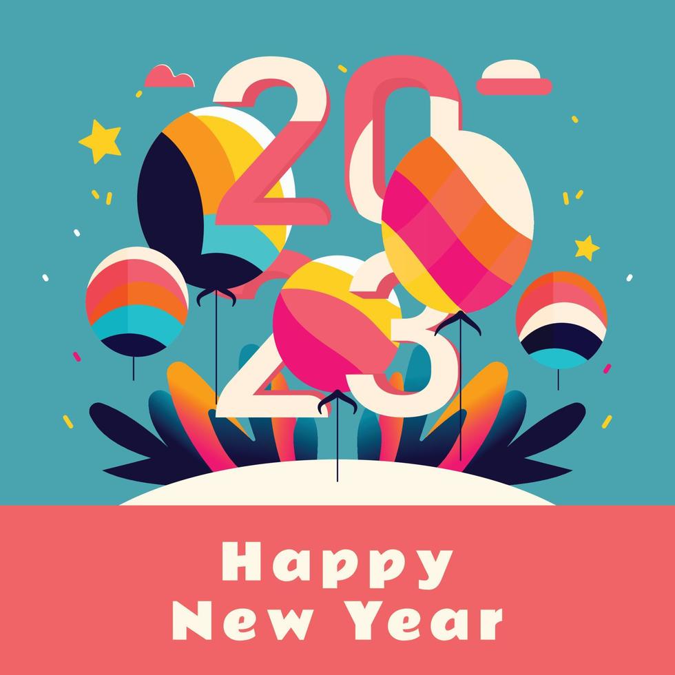 Happy New Year Card Graphics 2023 vector