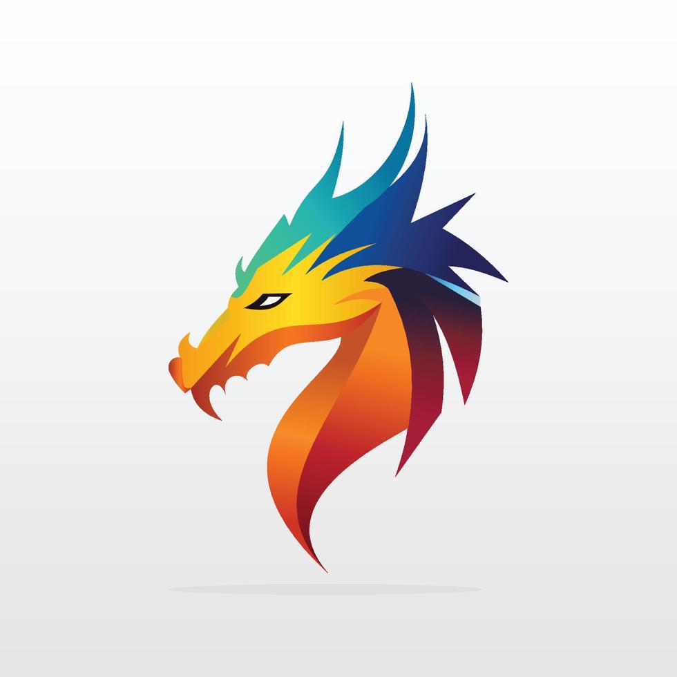 Colorful Dragon Head simple minimal Logo Design vector