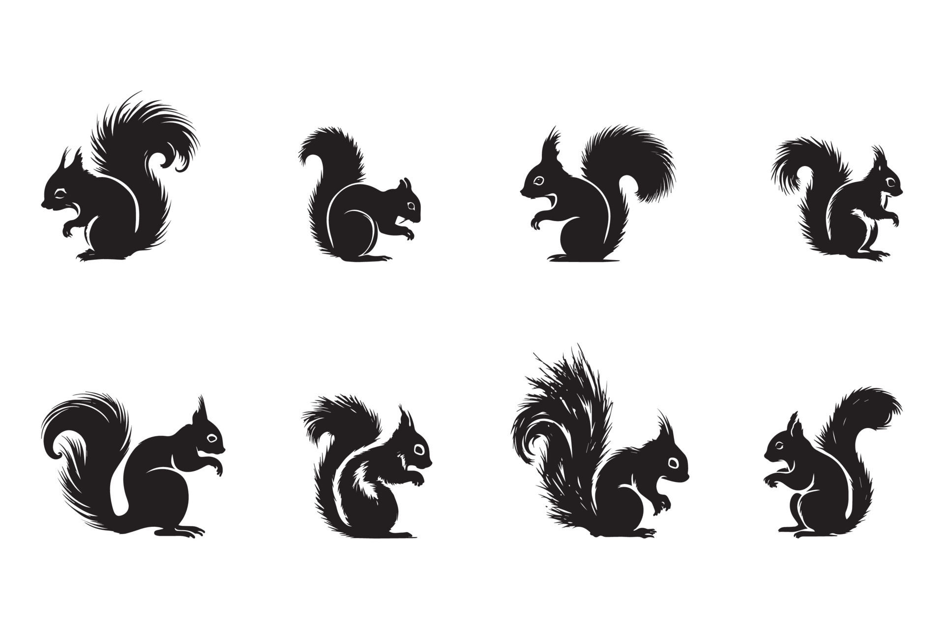 set of squirrels silhouette 15715570 Vector Art at Vecteezy