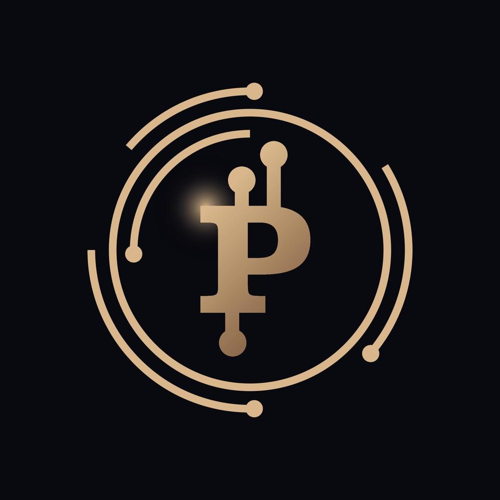Alphabet P Crypto Currency vector