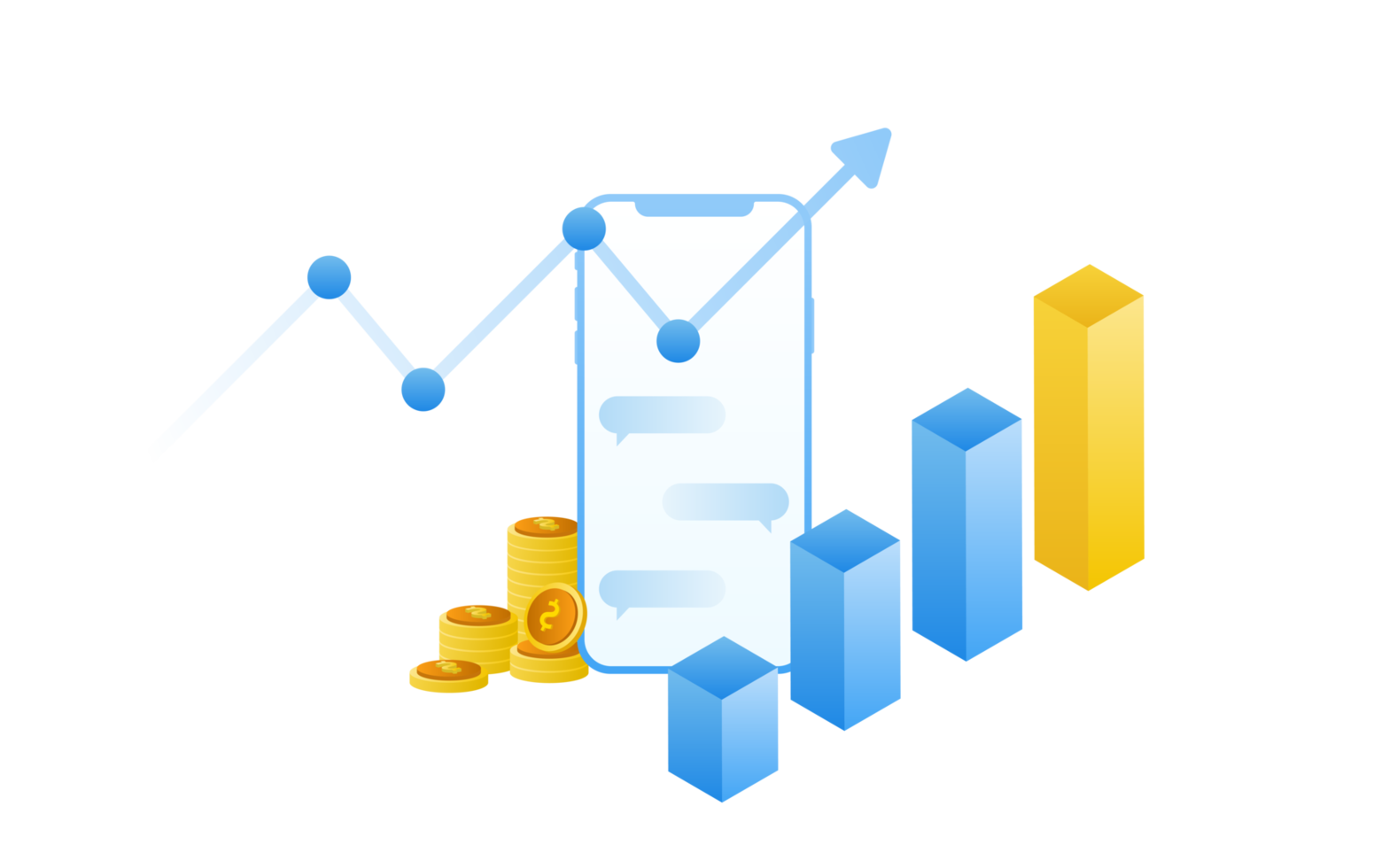 concepto de gestión financiera e inversión, diseño plano de pago y financiación con dinero, efectivo, billetes, calculadora y tarjeta de crédito. png