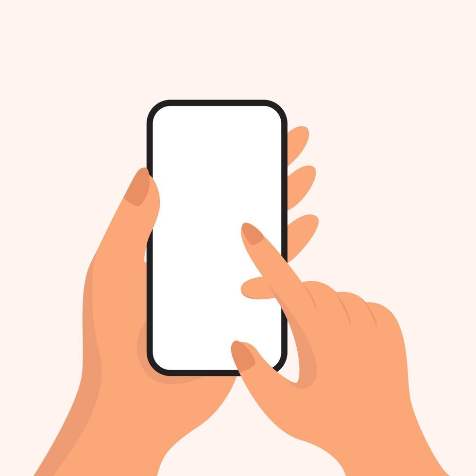 Smartphone Touchscreen Using Hand Blank Display Vector Illustration