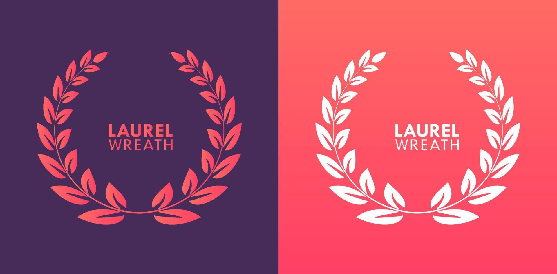 Laurel Wreath Leaf Element Flat Gradient Isolated Vector Illustration