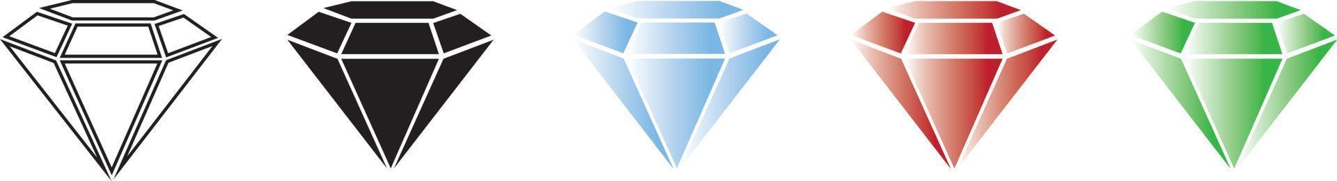 Diamond set icon in flat. Gem logo isolated illustration. Crystal on white background. Vintage vector