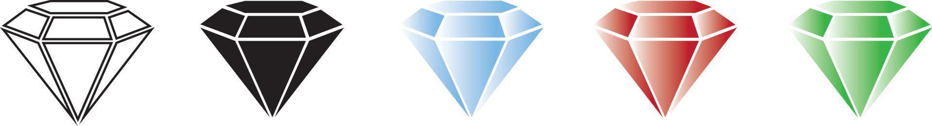 icono de conjunto de diamantes en plano. ilustración aislada del logotipo de la gema. cristal sobre fondo blanco. vectores de la vendimia